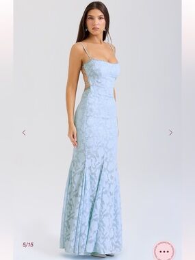 HOUSE OF CB Joan Bluebell Lace Up Back Maxi Dress NWOT